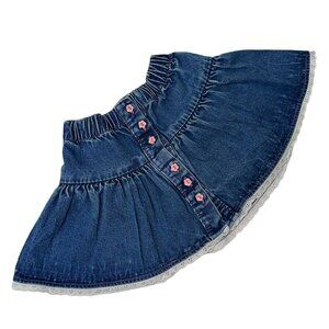 Vintage Blues in Motion Toddler Girls 3T Denim Blue Jean Skit Eyelet Trim Flower